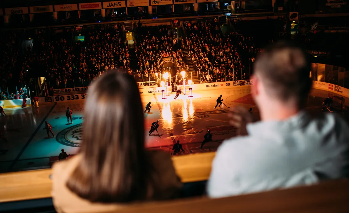 Suite guests cheering at the Giants ice rink