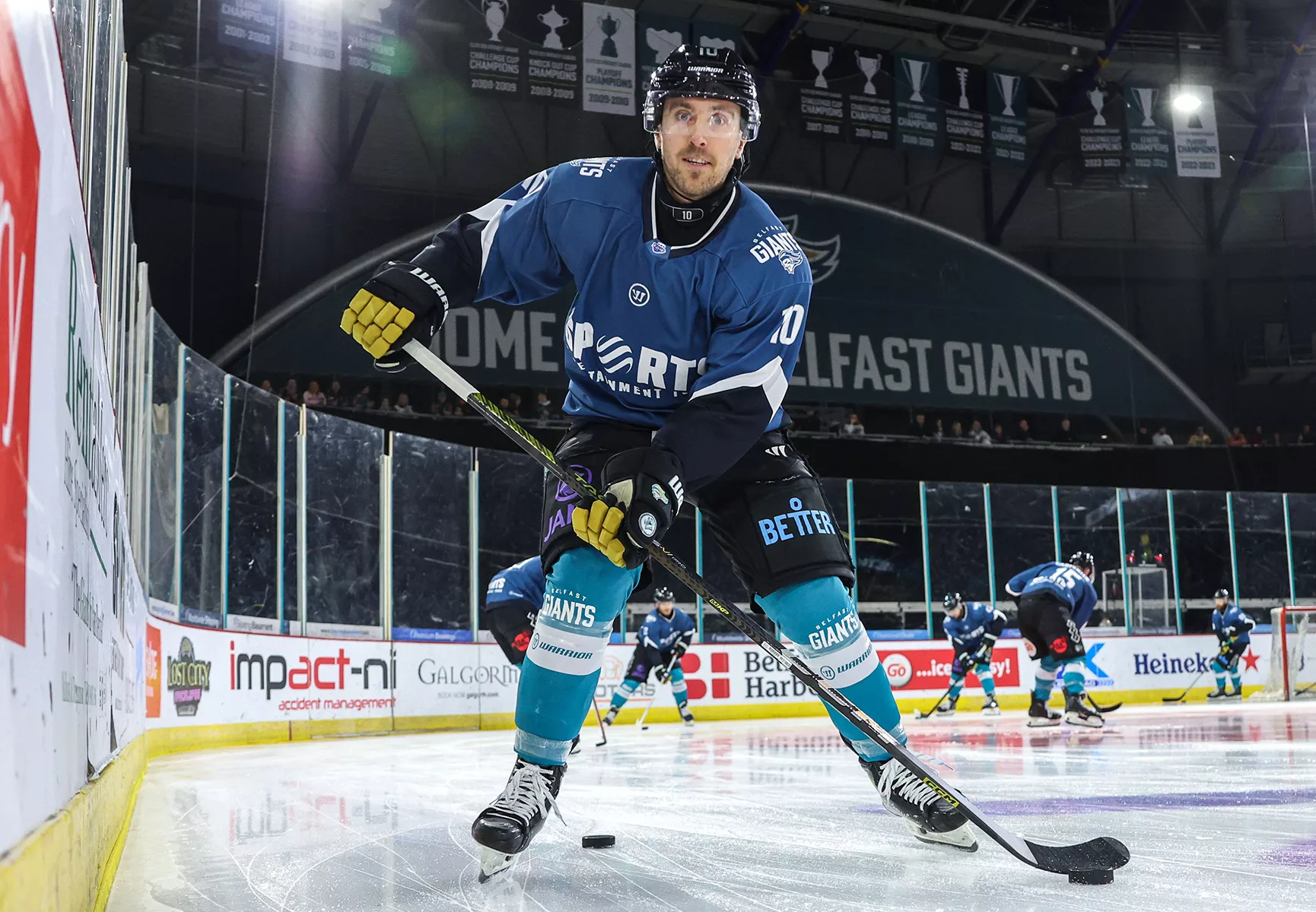 Scott Conway on the ice in wam up jersey