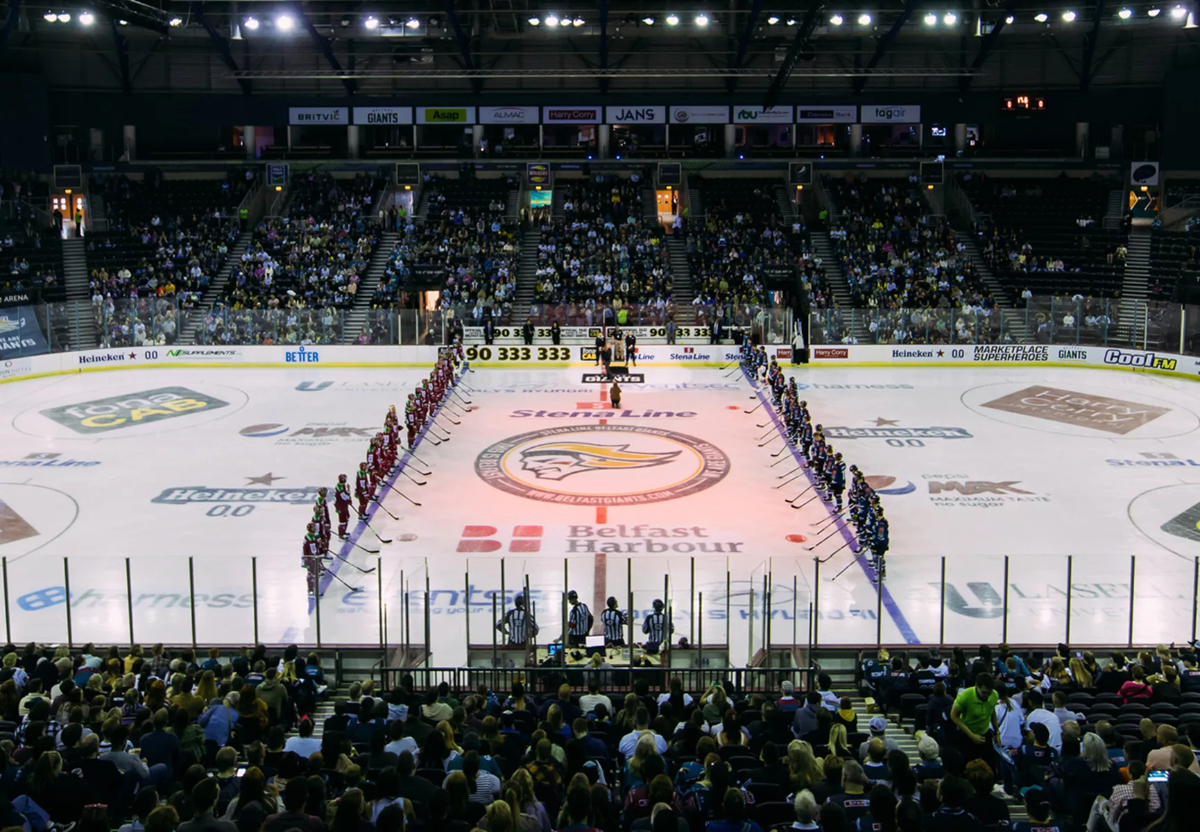 Giants ice rink with sponsor logos