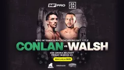 Promotional image for Conlan v Walsh Championship Boxing event at The SSE Arena, Belfast.
