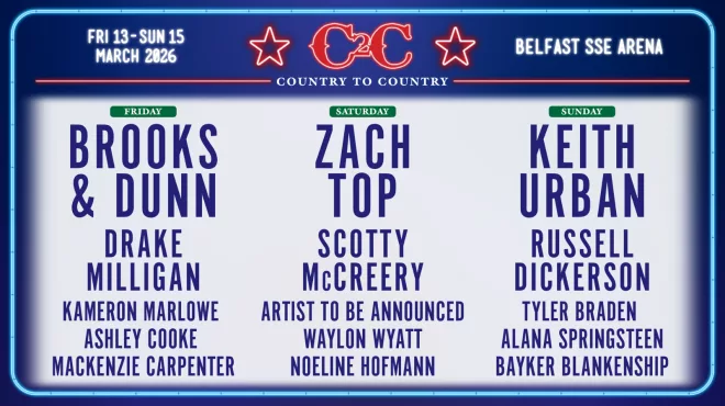 Country to Country 2026 promotional image for event at The SSE Arena Belfast